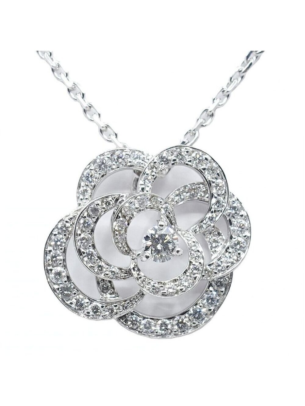 Chanel Necklace Camellia Collection Medium 750 White Gold 37 41 Ultrasound